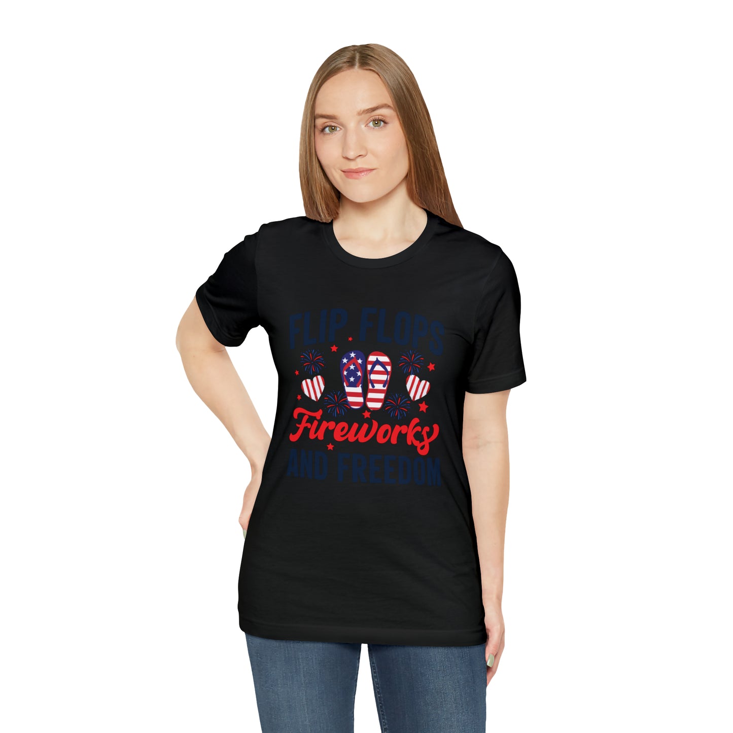 Flip Flops, Fireworks, and Freedom 4th of July Unisex Tee