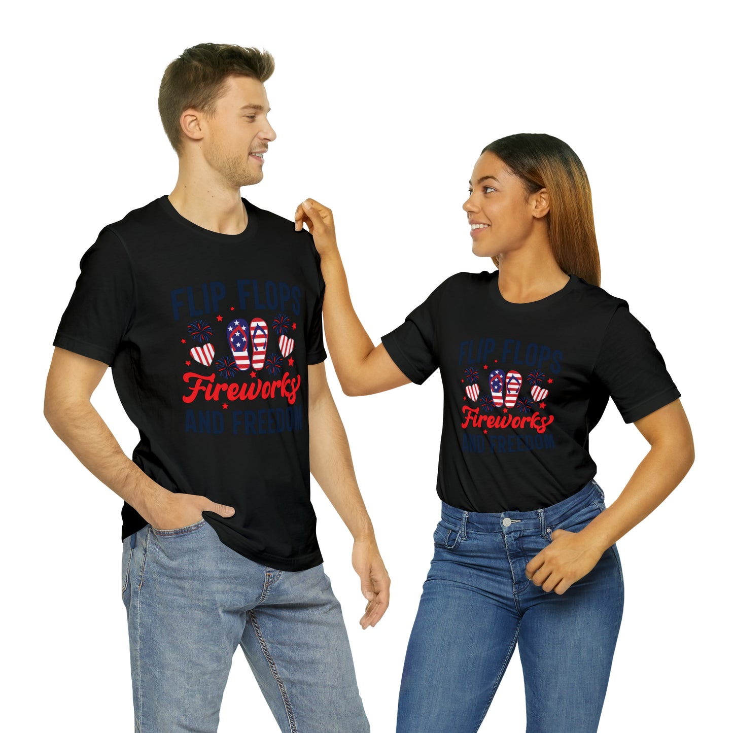 Flip Flops, Fireworks, and Freedom 4th of July Unisex Tee