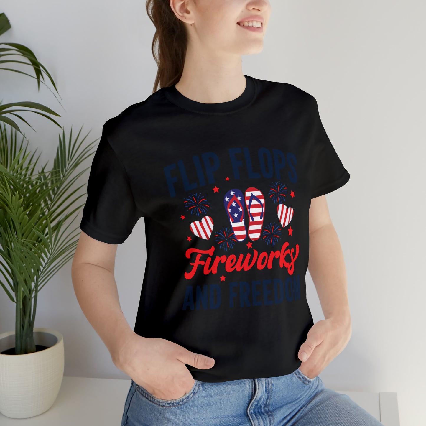 Flip Flops, Fireworks, and Freedom 4th of July Unisex Tee