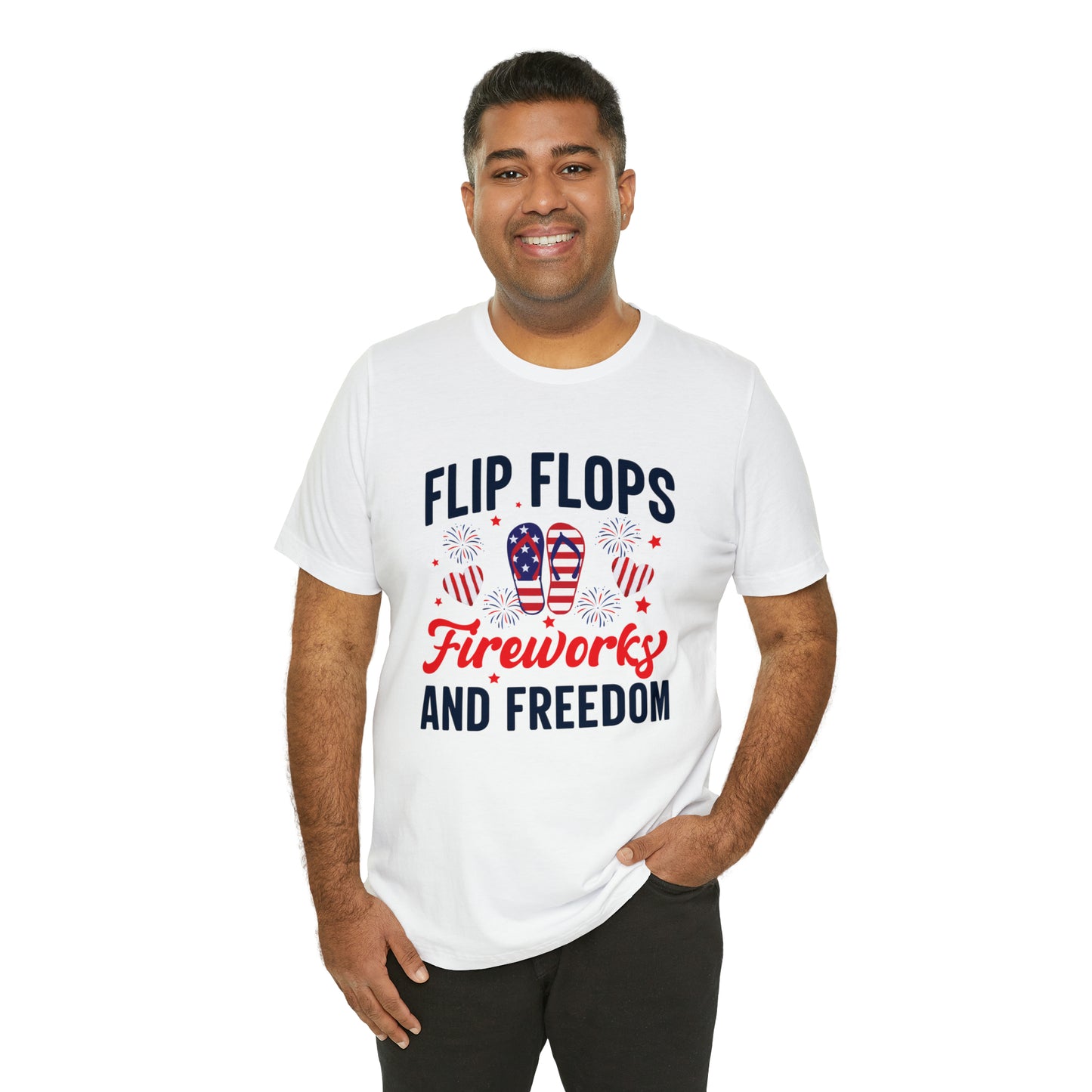 Flip Flops, Fireworks, and Freedom 4th of July Unisex Tee