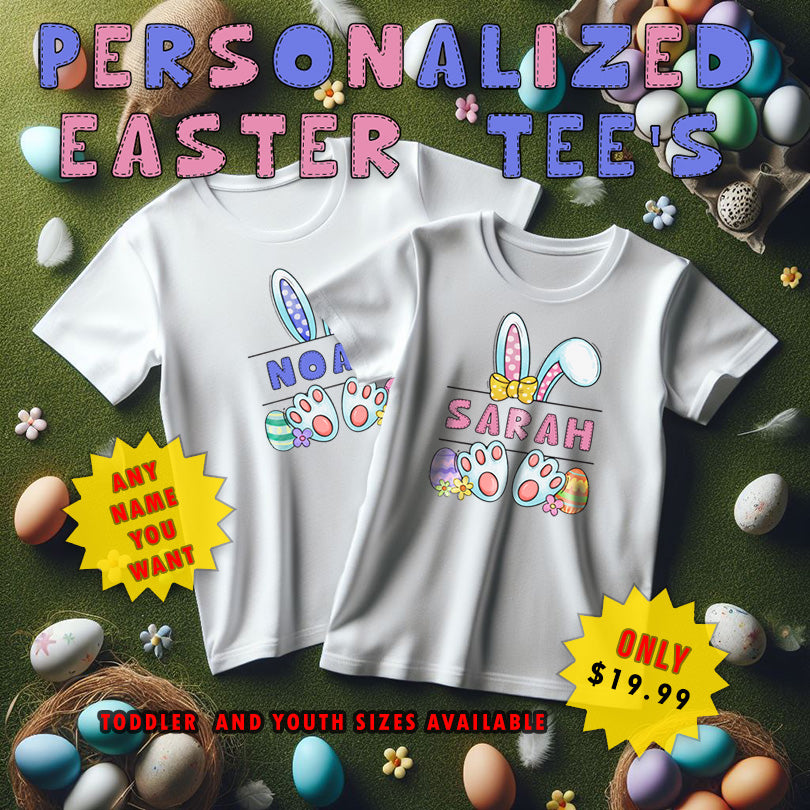 Easter Bunny themed Personalized Toddler Tee Shirt! - Any name on the shirt!